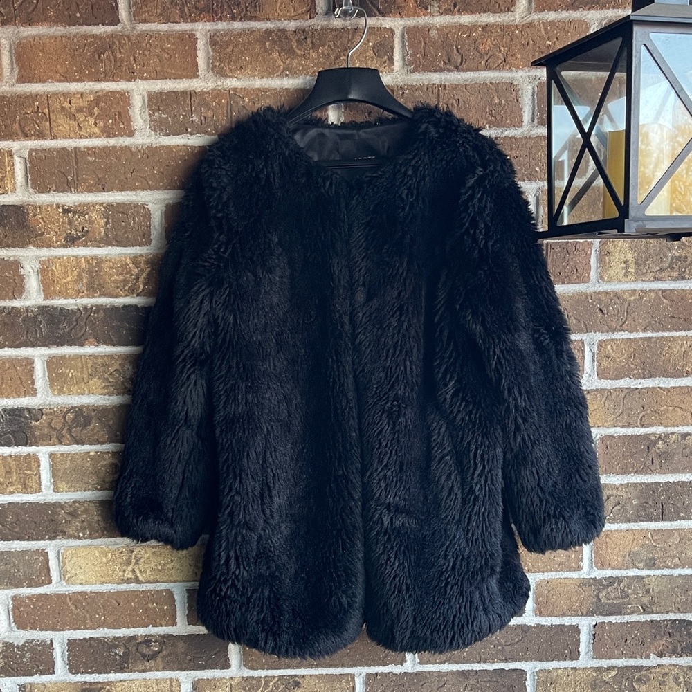 Talbots Black Faux Fur Jacket - Picture 3 of 8